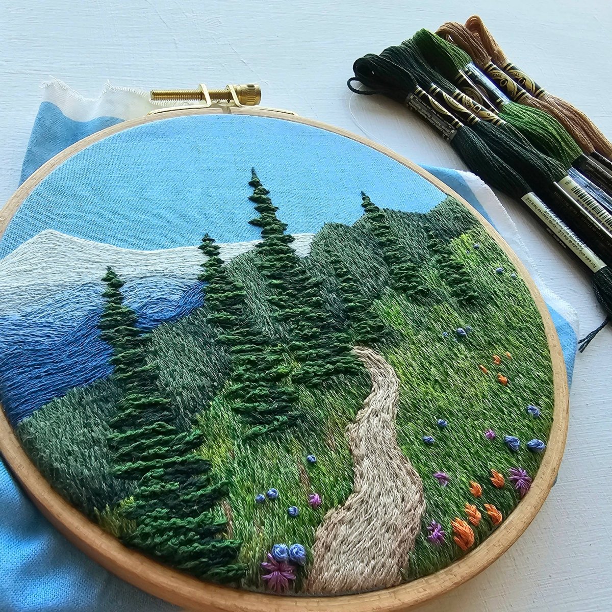 Jessica Long Embroidery - "Happy Trails" Landscape Embroidery Kit - The Merri Artist - merriartist.com
