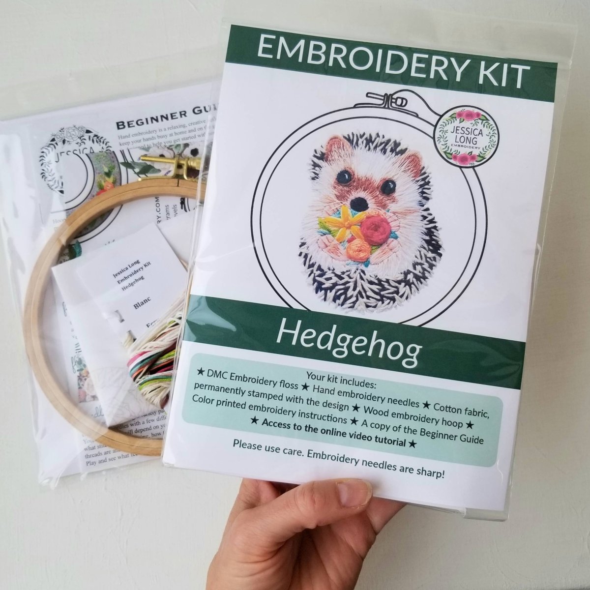 Jessica Long Embroidery - Hedgehog Embroidery Kit - Floss Card - The Merri Artist - merriartist.com