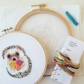 Jessica Long Embroidery - Hedgehog Embroidery Kit - Floss Card - The Merri Artist - merriartist.com