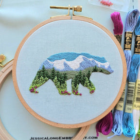 Jessica Long Embroidery - Mountain Bear Embroidery Kit - The Merri Artist - merriartist.com