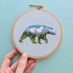 Jessica Long Embroidery - Mountain Bear Embroidery Kit - The Merri Artist - merriartist.com