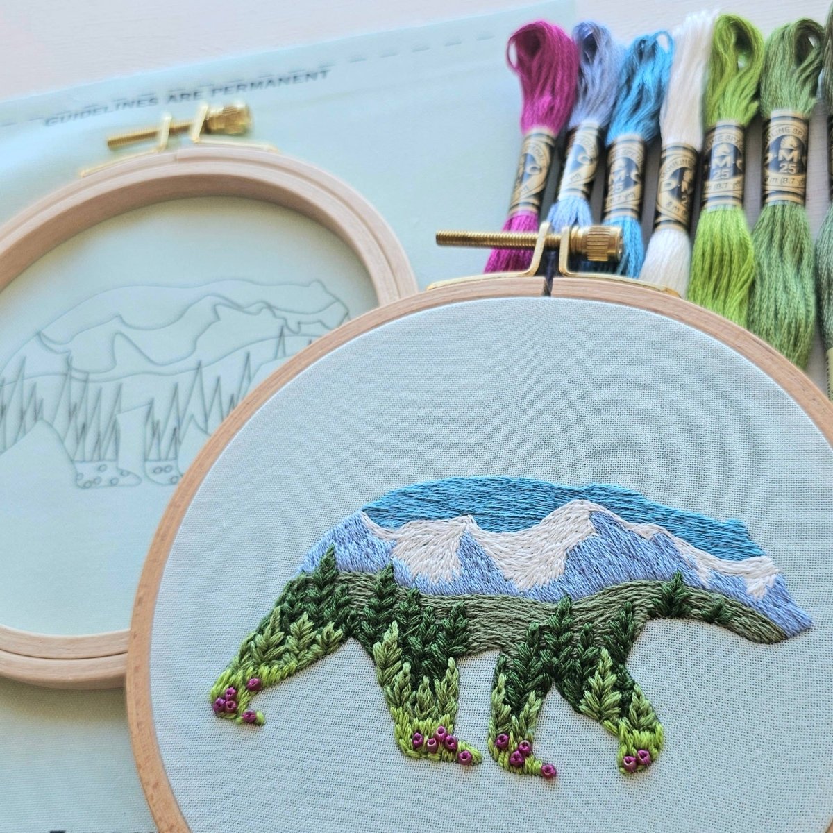 Jessica Long Embroidery - Mountain Bear Embroidery Kit - The Merri Artist - merriartist.com