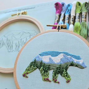 Jessica Long Embroidery - Mountain Bear Embroidery Kit - The Merri Artist - merriartist.com
