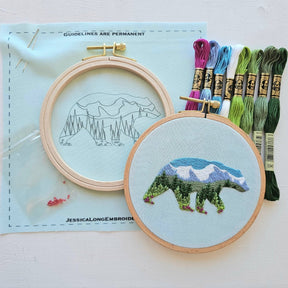 Jessica Long Embroidery - Mountain Bear Embroidery Kit - The Merri Artist - merriartist.com