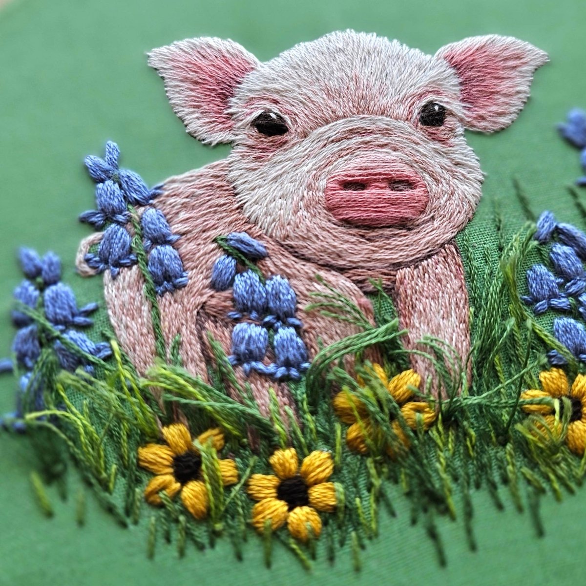 Jessica Long Embroidery - Posing Piglet Embroidery Kit - The Merri Artist - merriartist.com