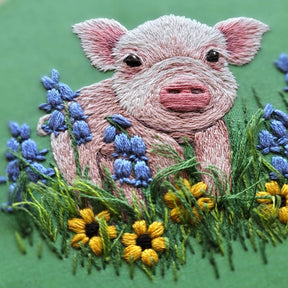 Jessica Long Embroidery - Posing Piglet Embroidery Kit - The Merri Artist - merriartist.com