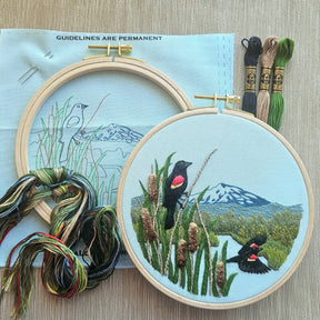 Jessica Long Embroidery - Red - Winged Blackbirds Embroidery Kit - The Merri Artist - merriartist.com