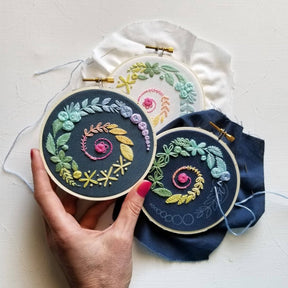 Jessica Long Embroidery - Spiral Sampler Beginner Embroidery Kit - Navy - The Merri Artist - merriartist.com