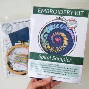 Jessica Long Embroidery - Spiral Sampler Beginner Embroidery Kit - Navy - The Merri Artist - merriartist.com