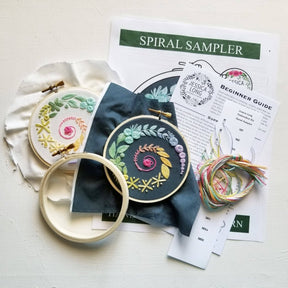 Jessica Long Embroidery - Spiral Sampler Beginner Embroidery Kit - Navy - The Merri Artist - merriartist.com