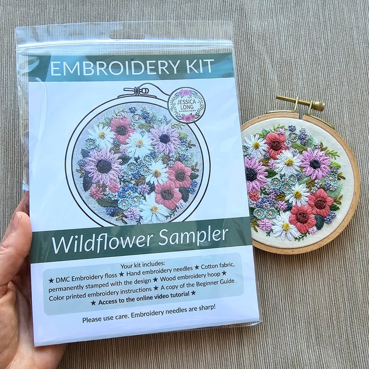 Jessica Long Embroidery - Wildflower Sampler Embroidery Craft Kit - The Merri Artist - merriartist.com