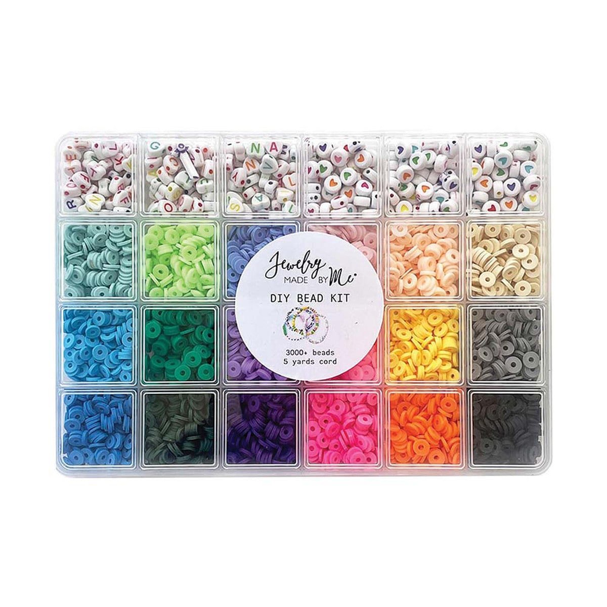Jewelry Made By Me - Bold Brights Heishi Clay 3000 Bead Kit in 24 Compartment Box - The Merri Artist - merriartist.com