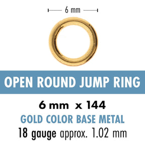 Jump Rings - 6 mm Round 18 gauge Gold Plated - bag of 144 - The Merri Artist - merriartist.com