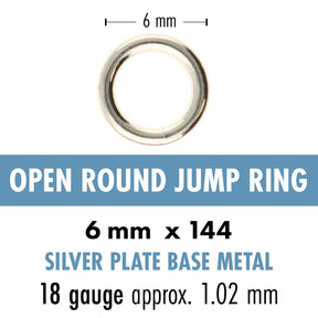 Jump Rings - 6 mm Round 18 Gauge Silver Plated - bag of 144 - The Merri Artist - merriartist.com