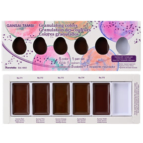 Kuretake Gansai Tambi Watercolor Granulating 5 Color Aurora Set - The Merri Artist - merriartist.com