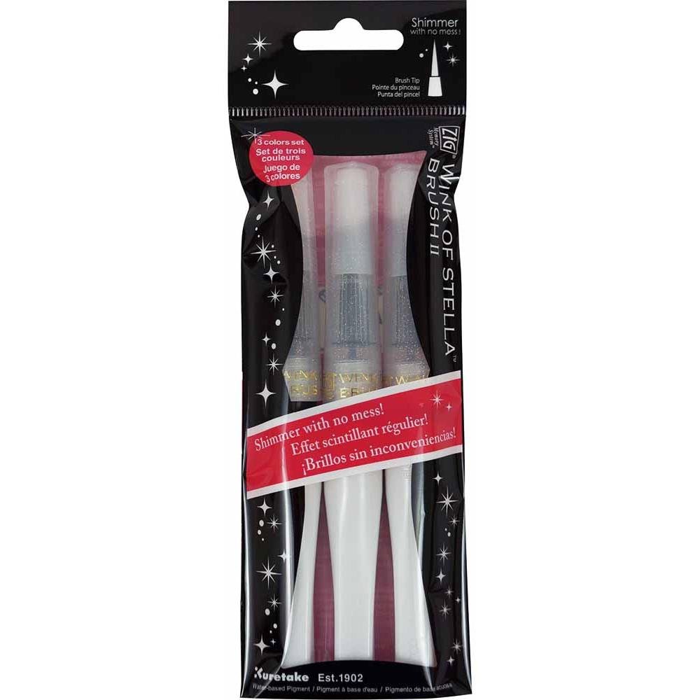 Kuretake Wink of Stella Glitter Brush Pen - Clear - Pack of 3 - The Merri Artist - merriartist.com