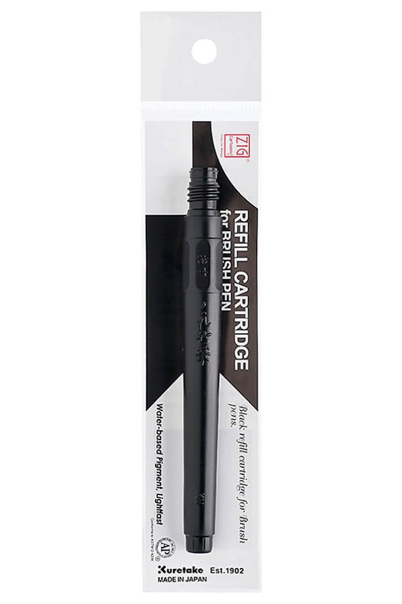 Kuretake ZIG Chuji Fude Cartoonist Brush Pen No. 22 - Black - Refill Cartridge - The Merri Artist - merriartist.com
