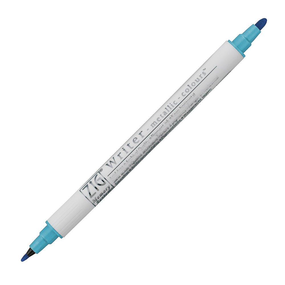 Kuretake ZIG Writer Metallic Marker Double - Ended Bullet 1.0 mm & 1.2mm tips - Blue - The Merri Artist - merriartist.com