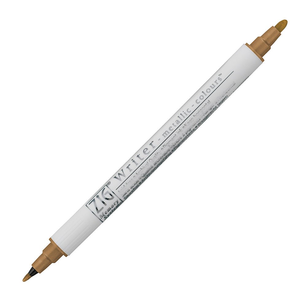 Kuretake ZIG Writer Metallic Marker Double - Ended Bullet 1.0 mm & 1.2mm tips - Copper - The Merri Artist - merriartist.com