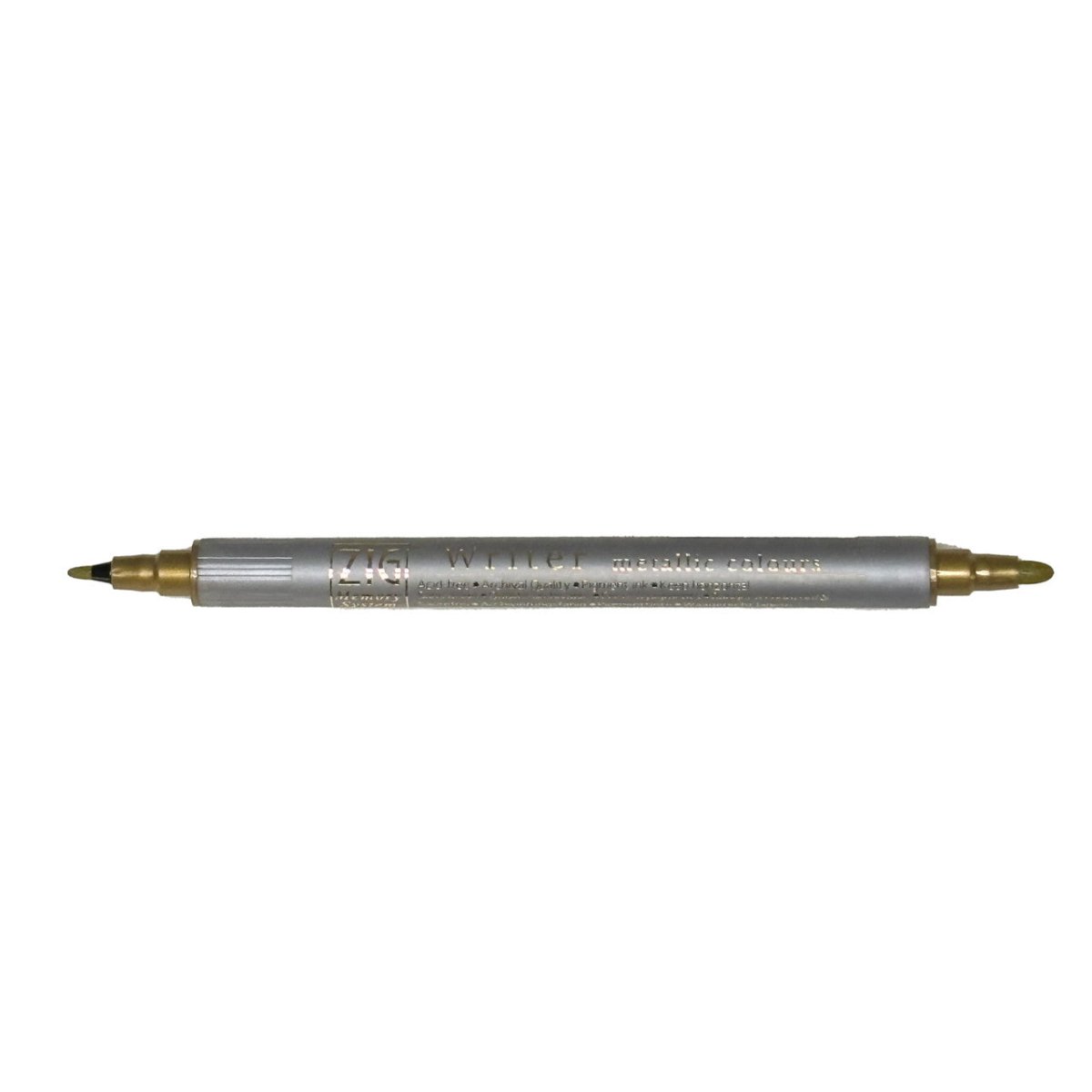Kuretake ZIG Writer Metallic Marker Double - Ended Bullet 1.0 mm & 1.2mm tips - Gold - The Merri Artist - merriartist.com