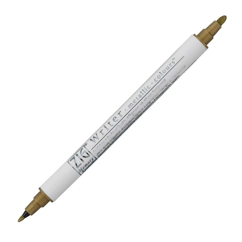 Kuretake ZIG Writer Metallic Marker Double - Ended Bullet 1.0 mm & 1.2mm tips - Gold - The Merri Artist - merriartist.com