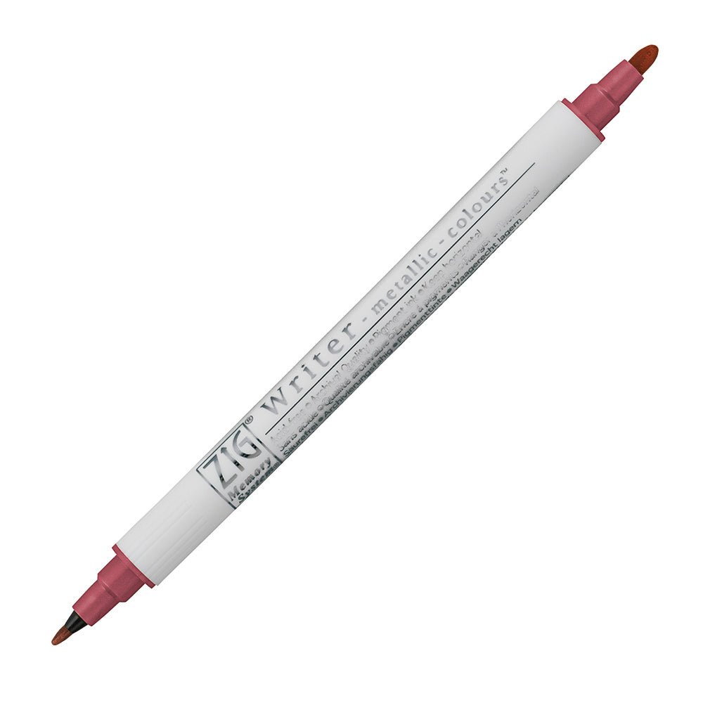 Kuretake ZIG Writer Metallic Marker Double - Ended Bullet 1.0 mm & 1.2mm tips - Red - The Merri Artist - merriartist.com