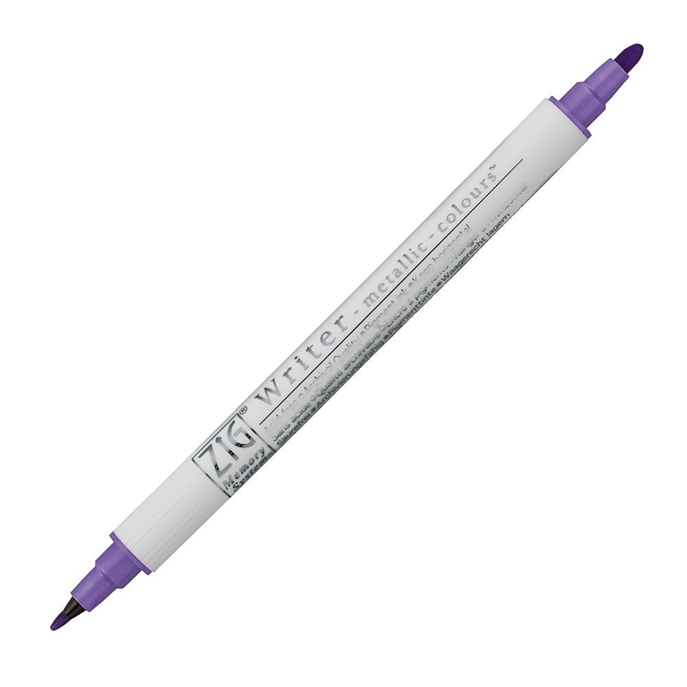 Kuretake ZIG Writer Metallic Marker Double - Ended Bullet 1.0 mm & 1.2mm tips - Violet - The Merri Artist - merriartist.com