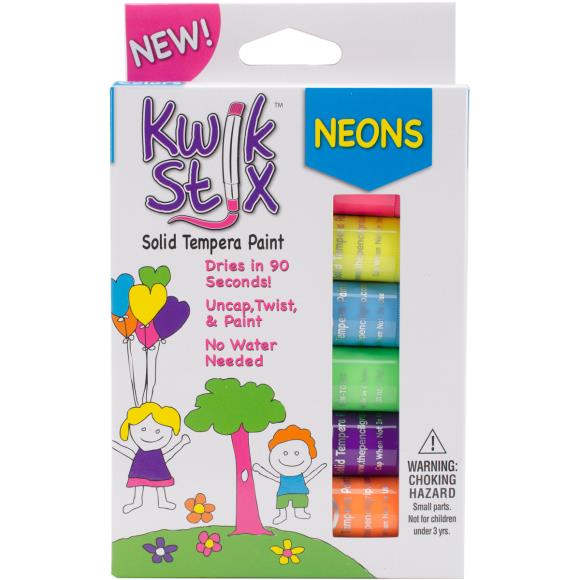 Kwik Stix Tempera Paint - Set of 6 Neon Colors - The Merri Artist - merriartist.com