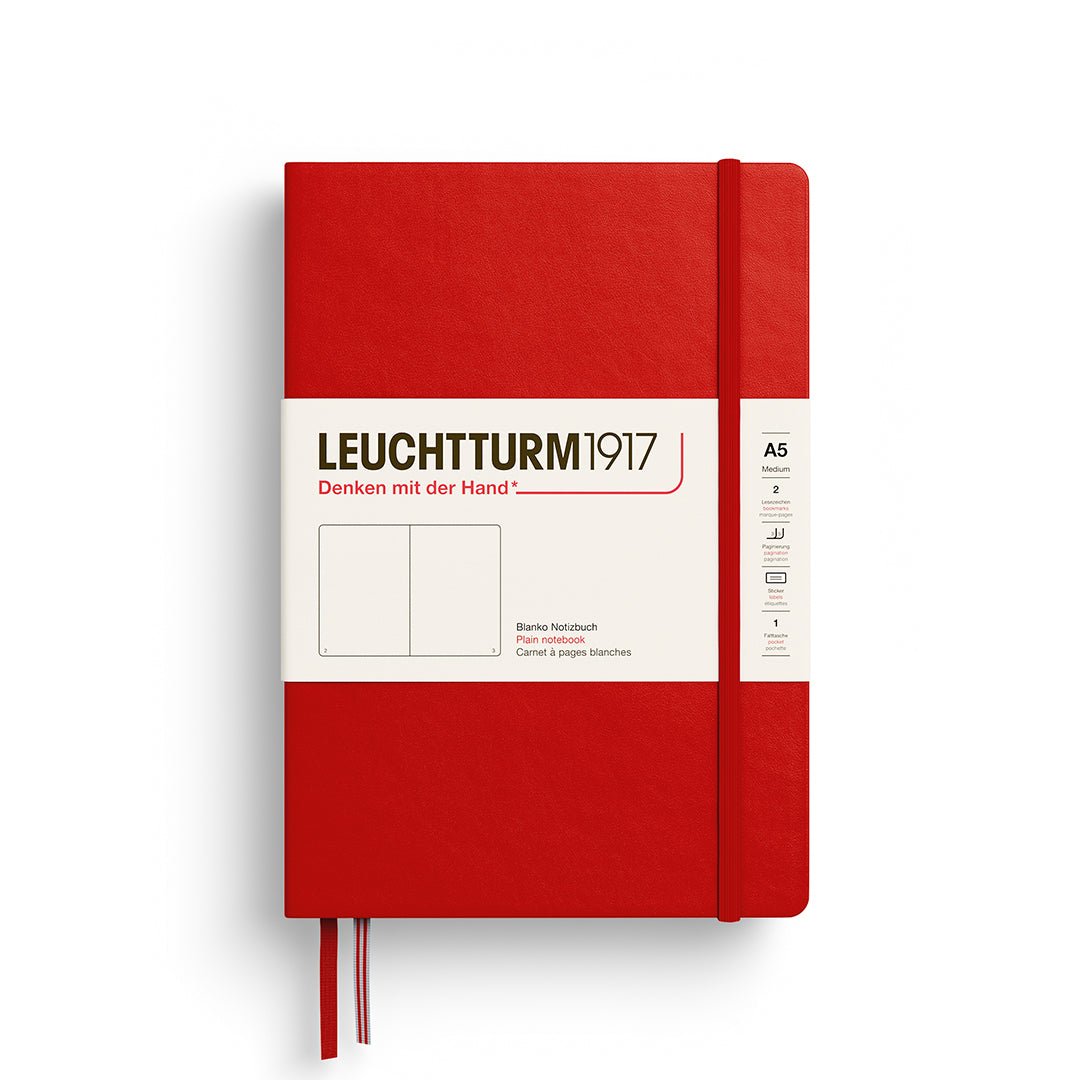 Leuchtturm1917 Hardcover Notebook - Cherry - Medium 5.75 x 8.25 inch (A5) - 251 pages - plain - The Merri Artist - merriartist.com
