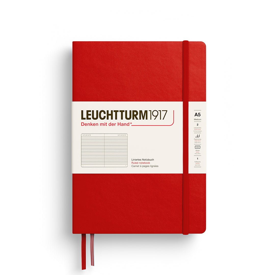 Leuchtturm1917 Hardcover Notebook - Cherry - Medium 5.75 x 8.25 inch (A5) - 251 pages - ruled - The Merri Artist - merriartist.com