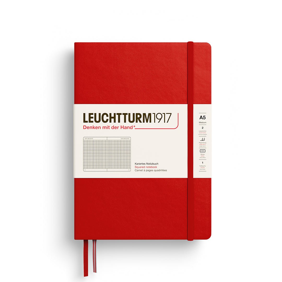 Leuchtturm1917 Hardcover Notebook - Cherry - Medium 5.75 x 8.25 inch (A5) - 251 pages - squared - The Merri Artist - merriartist.com