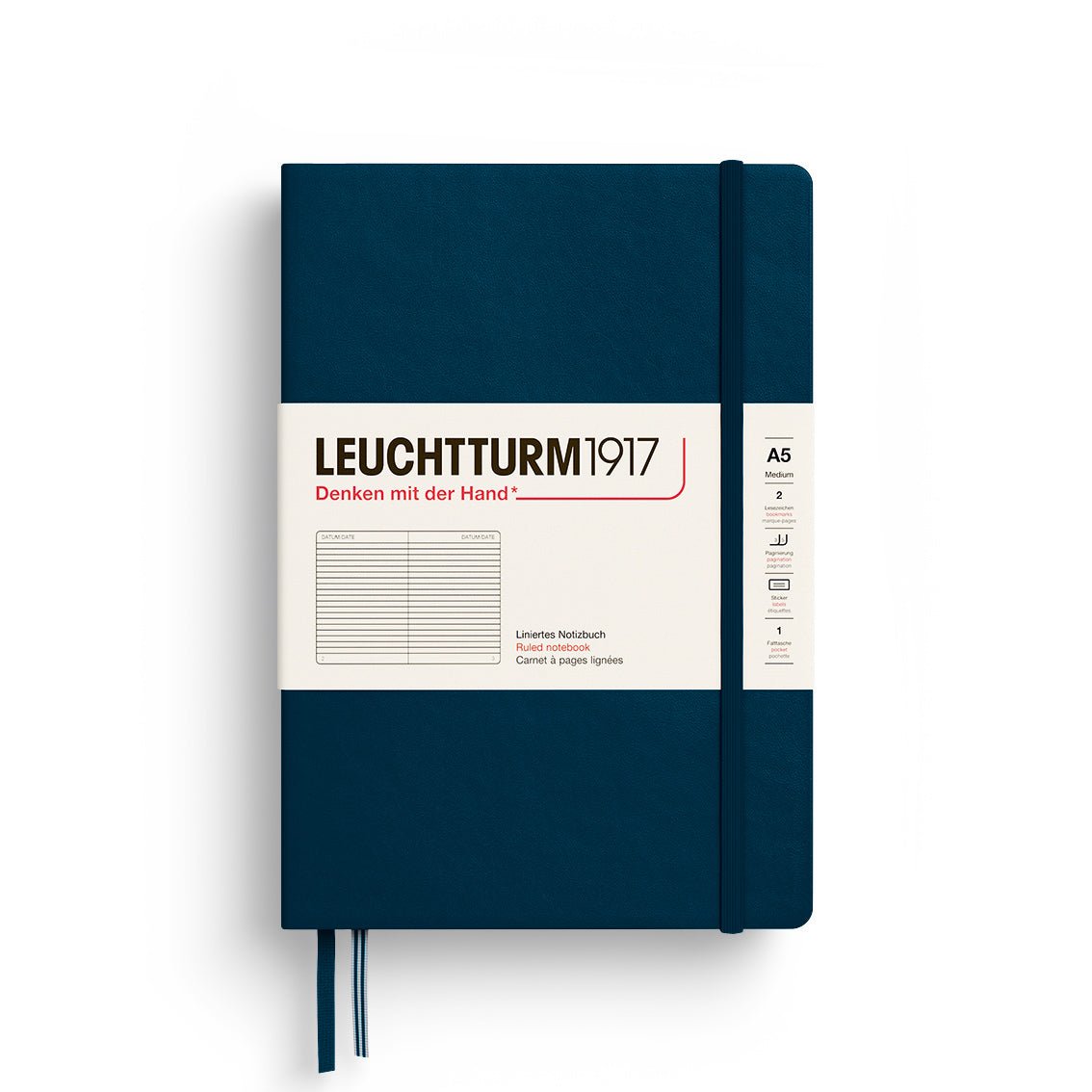 Leuchtturm1917 Hardcover Notebook - Deep Sea - Medium 5.75 x 8.25 inch (A5) - 251 pages - ruled - The Merri Artist - merriartist.com