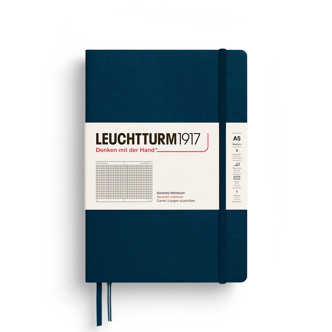 Leuchtturm1917 Hardcover Notebook - Deep Sea - Medium 5.75 x 8.25 inch (A5) - 251 pages - squared - The Merri Artist - merriartist.com