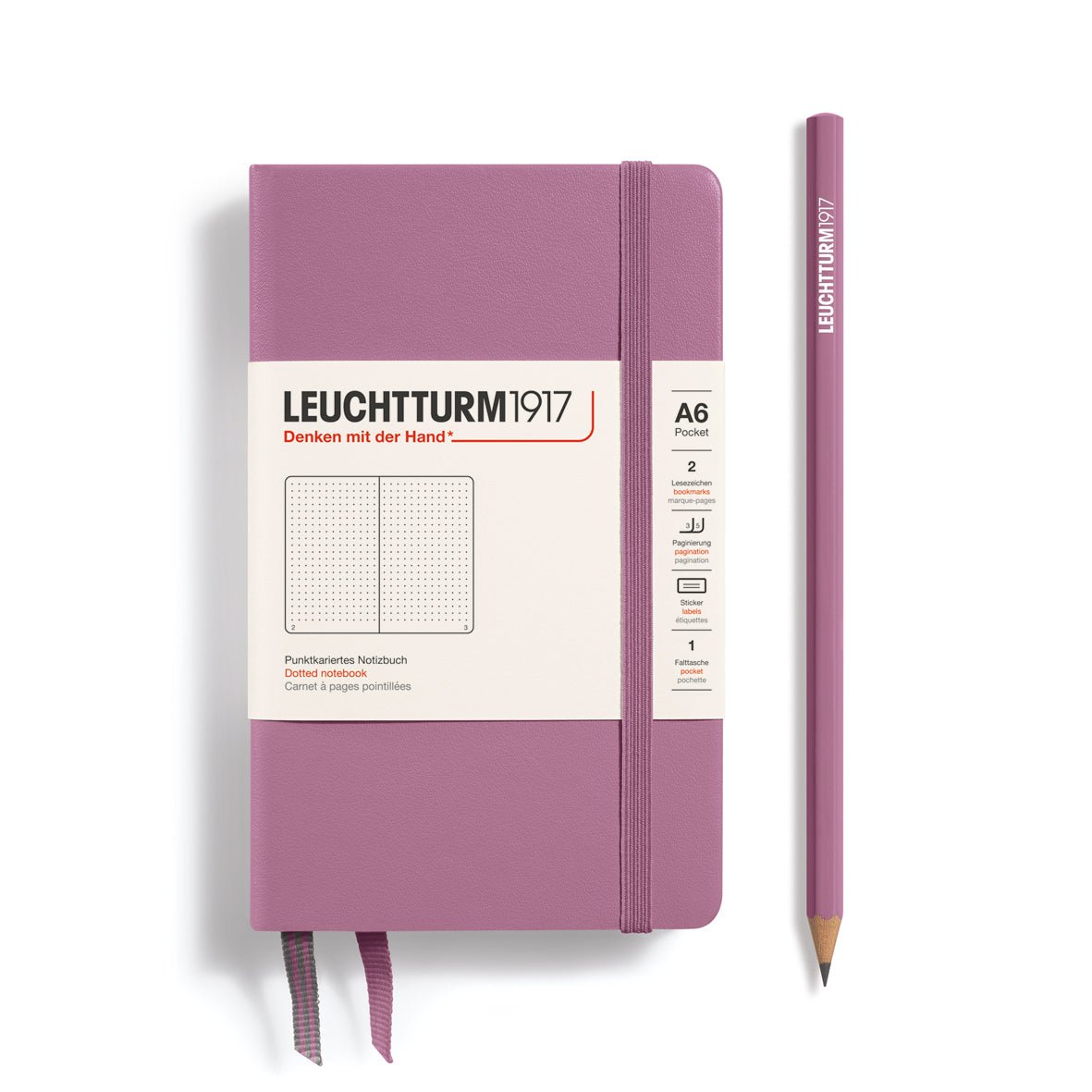 Leuchtturm1917 Hardcover Notebook - Dusty Rose - Pocket 3.5 x 6 in (A6) - 187 pages - dotted - The Merri Artist - merriartist.com