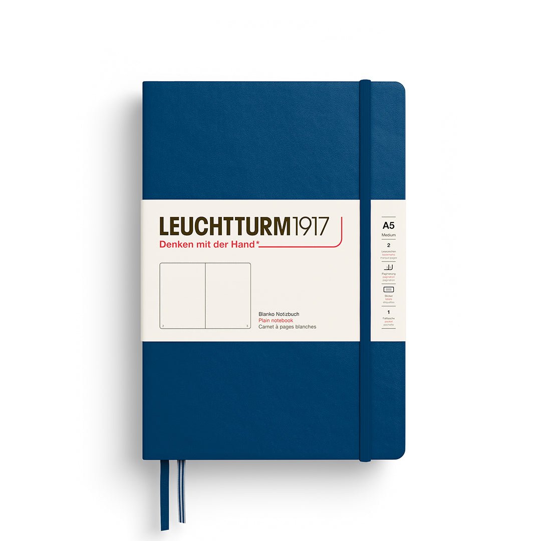Leuchtturm1917 Hardcover Notebook - Indigo - Medium 5.75 x 8.25 inch (A5) - 251 pages - plain - The Merri Artist - merriartist.com
