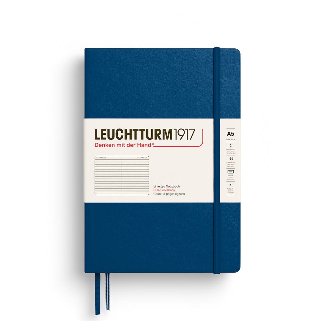 Leuchtturm1917 Hardcover Notebook - Indigo - Medium 5.75 x 8.25 inch (A5) - 251 pages - ruled - The Merri Artist - merriartist.com