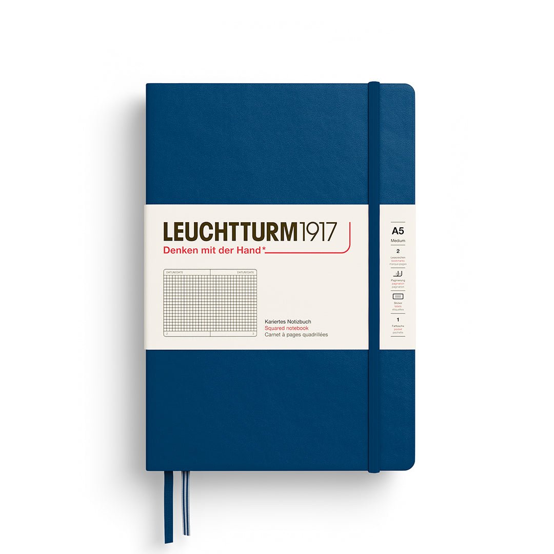 Leuchtturm1917 Hardcover Notebook - Indigo - Medium 5.75 x 8.25 inch (A5) - 251 pages - squared - The Merri Artist - merriartist.com