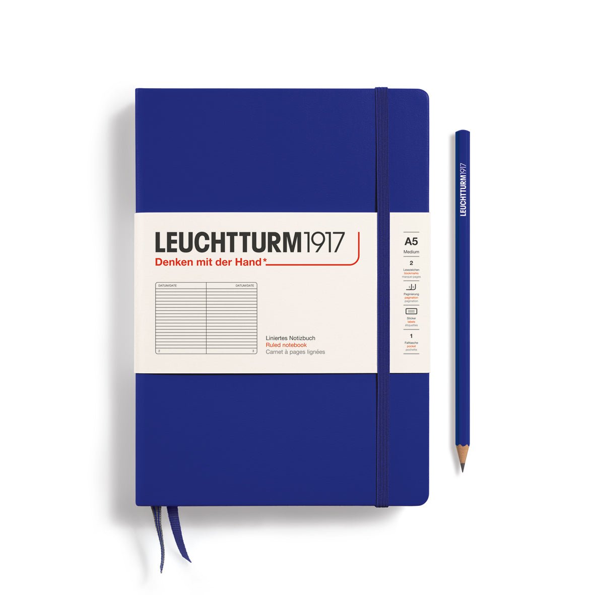 Leuchtturm1917 Hardcover Notebook - Ink - Medium 5.75 x 8.25 inch (A5) - 251 pages - ruled - The Merri Artist - merriartist.com