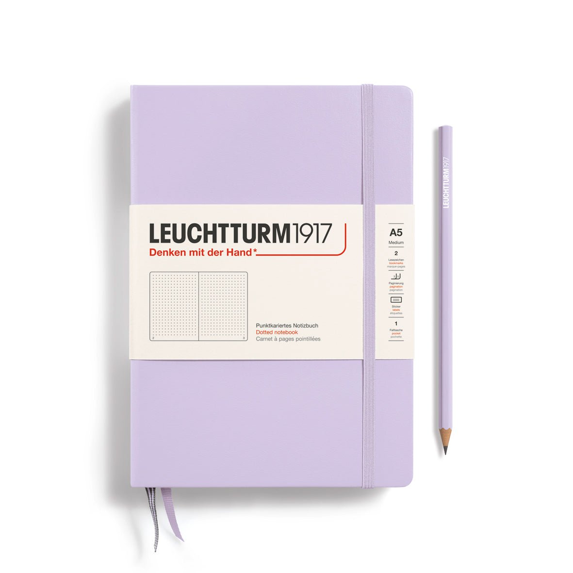 Leuchtturm1917 Hardcover Notebook - Lilac - Medium 5.75 x 8.25 inch (A5) - 251 pages - dotted - The Merri Artist - merriartist.com