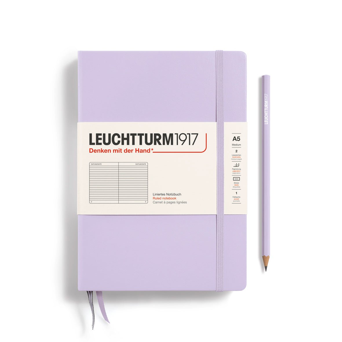 Leuchtturm1917 Hardcover Notebook - Lilac - Medium 5.75 x 8.25 inch (A5) - 251 pages - ruled - The Merri Artist - merriartist.com