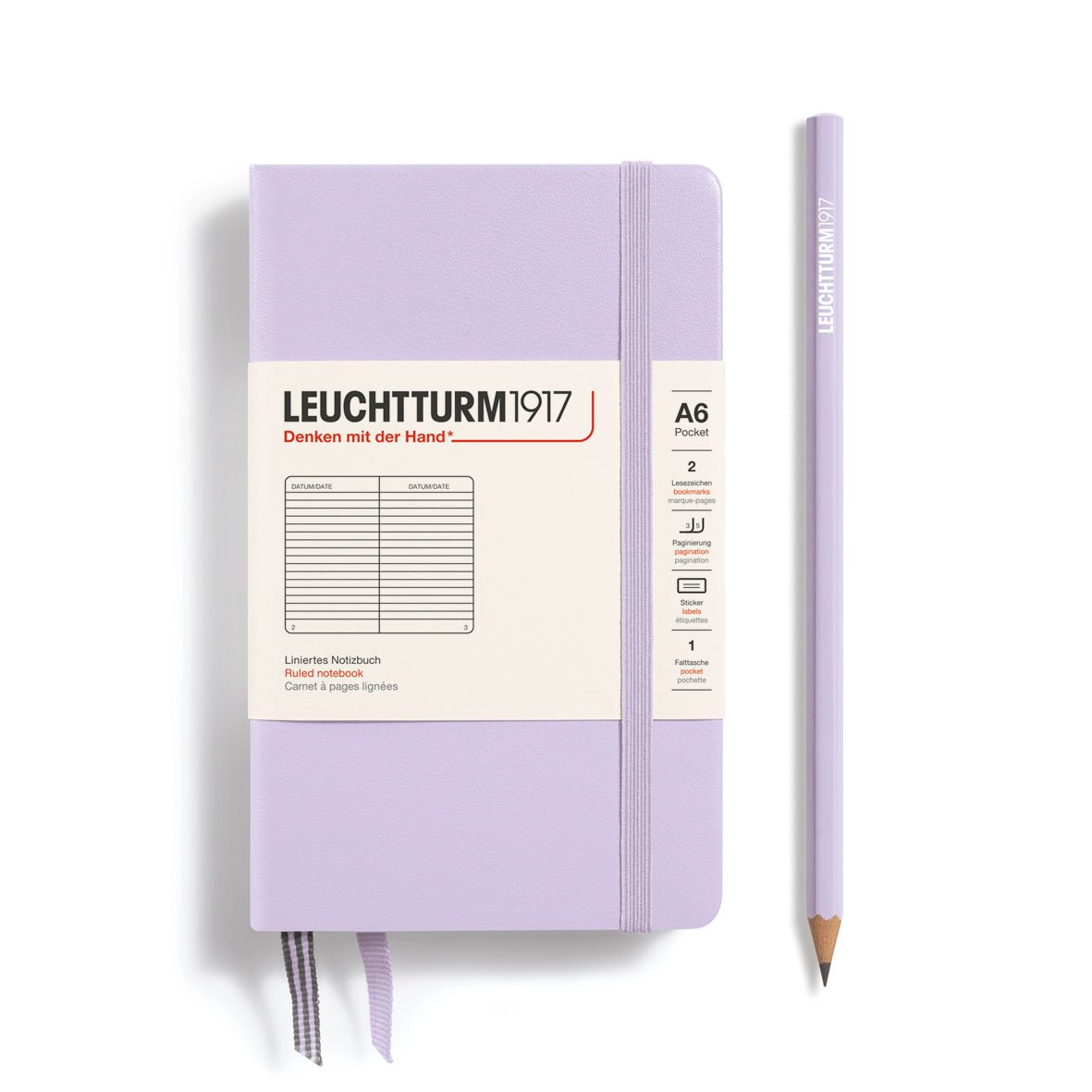 Leuchtturm1917 Hardcover Notebook - Lilac - Pocket 3.5 x 6 in (A6) - 187 pages - ruled - The Merri Artist - merriartist.com