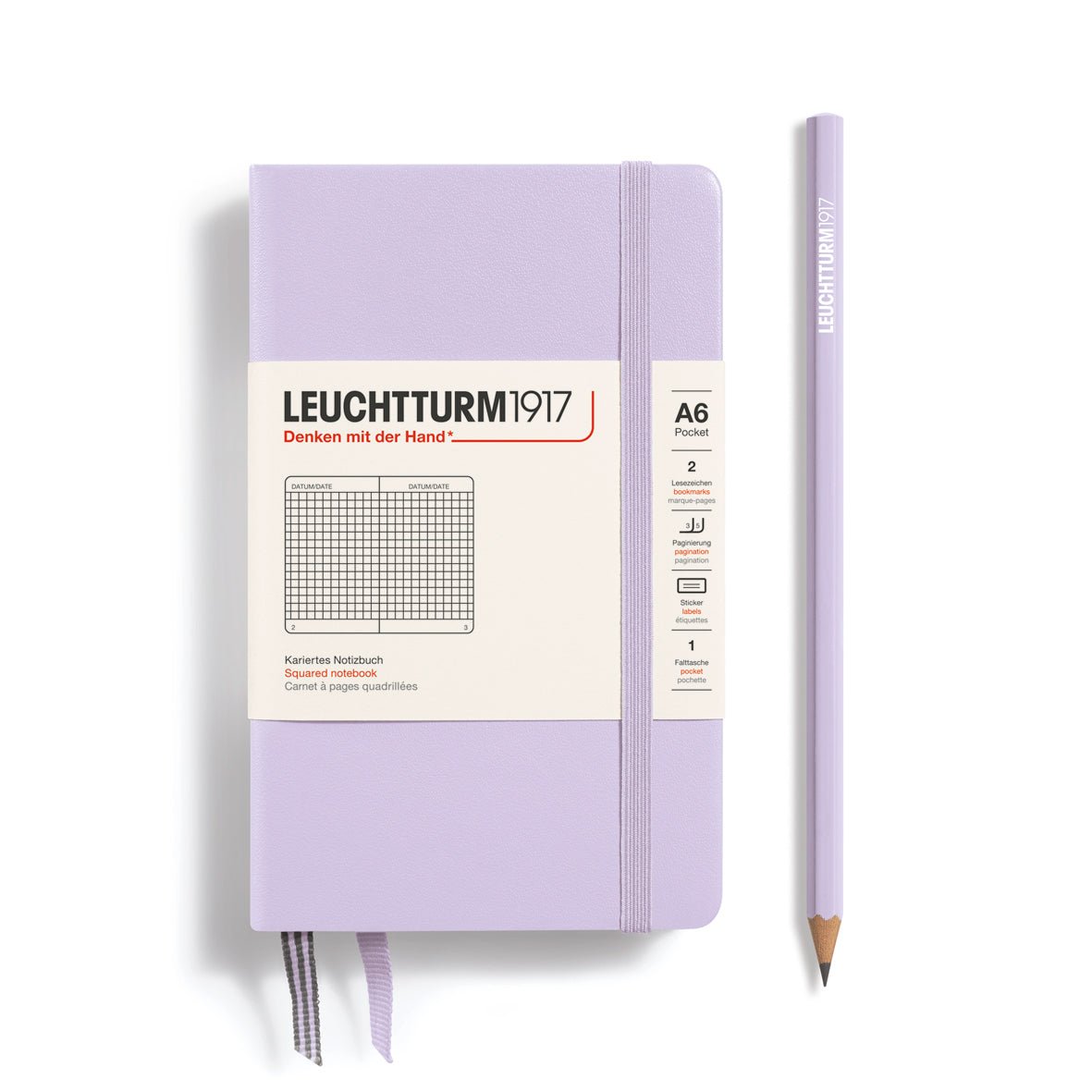 Leuchtturm1917 Hardcover Notebook - Lilac - Pocket 3.5 x 6 in (A6) - 187 pages - Squared - The Merri Artist - merriartist.com