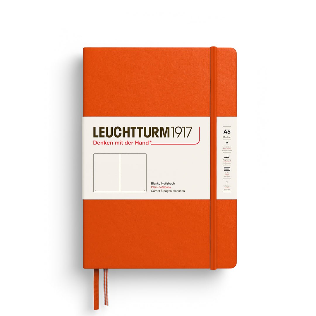 Leuchtturm1917 Hardcover Notebook - Pumkin - Medium 5.75 x 8.25 inch (A5) - 251 pages - plain - The Merri Artist - merriartist.com
