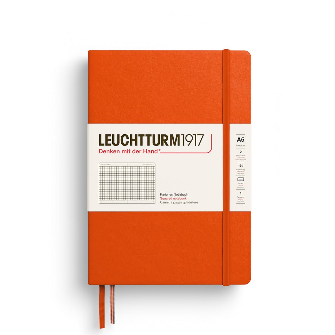 Leuchtturm1917 Hardcover Notebook - Pumkin - Medium 5.75 x 8.25 inch (A5) - 251 pages - squared - The Merri Artist - merriartist.com
