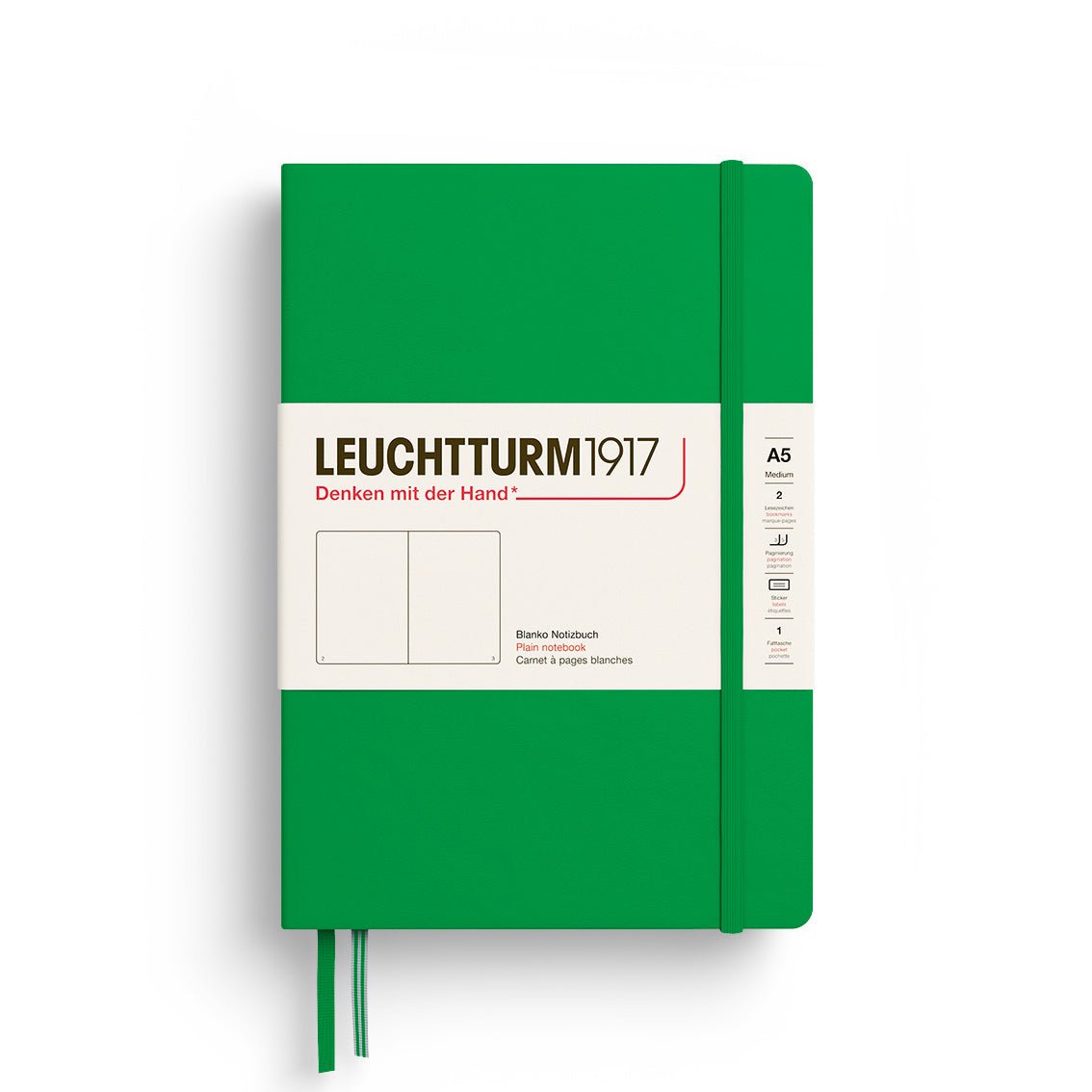 Leuchtturm1917 Hardcover Notebook - Spring Leaf - Medium 5.75 x 8.25 inch (A5) - 251 pages - plain - The Merri Artist - merriartist.com