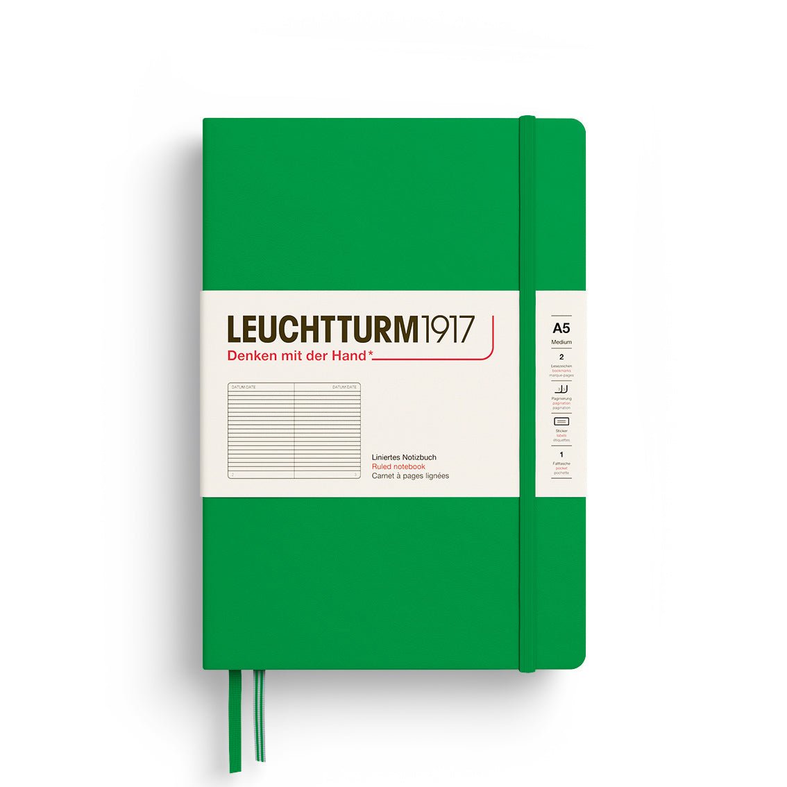 Leuchtturm1917 Hardcover Notebook - Spring Leaf - Medium 5.75 x 8.25 inch (A5) - 251 pages - ruled - The Merri Artist - merriartist.com