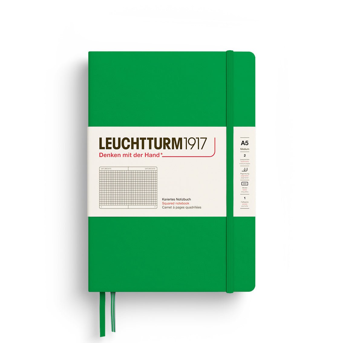 Leuchtturm1917 Hardcover Notebook - Spring Leaf - Medium 5.75 x 8.25 inch (A5) - 251 pages - squared - The Merri Artist - merriartist.com