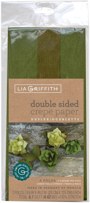 Lia Griffith Double - Sided Extra Fine Crepe Paper 2 Pack - Green Tea/Cypress & Ferns/Moss - The Merri Artist - merriartist.com