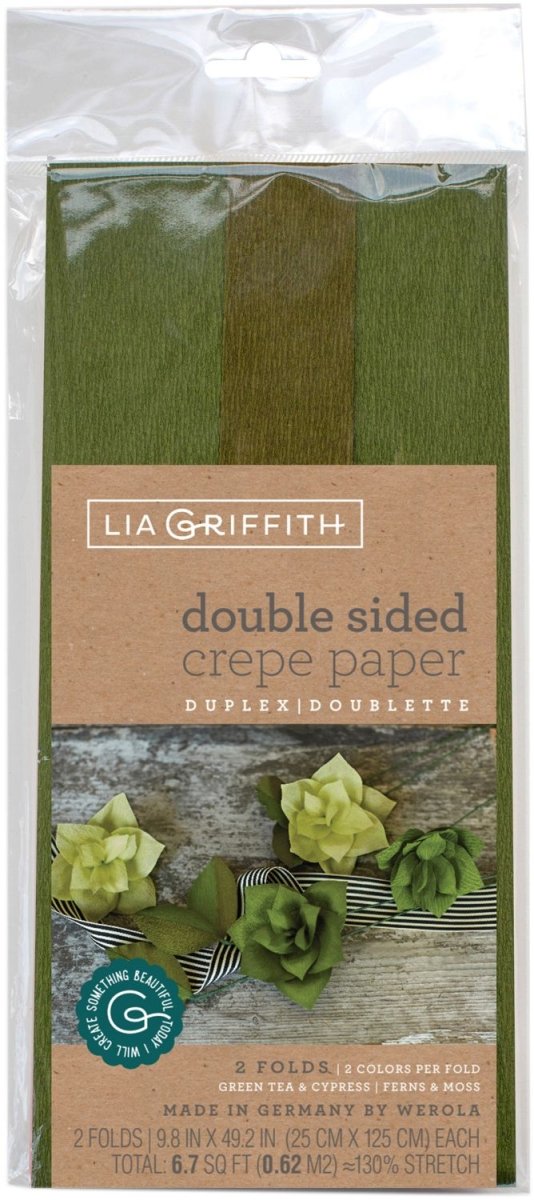Lia Griffith Double - Sided Extra Fine Crepe Paper 2 Pack - Green Tea/Cypress & Ferns/Moss - The Merri Artist - merriartist.com