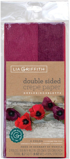 Lia Griffith Double - Sided Extra Fine Crepe Paper 2 Pack - Sangria/Aubergine & Cherry/Raspberry - The Merri Artist - merriartist.com